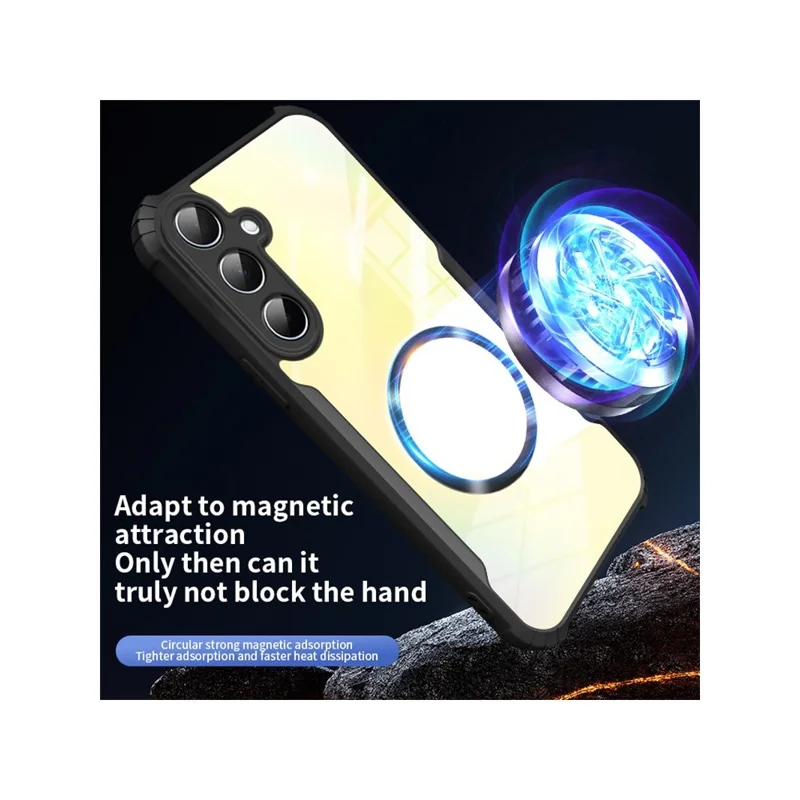 Magnetic Case For Samsung Galaxy A17 4G  /  A17 5G Reinforced Corners TPU + Acrylic Phone Cover - Black