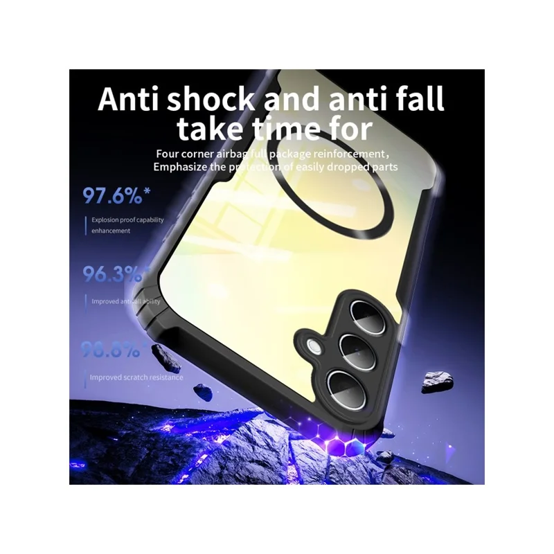 Magnetic Case For Samsung Galaxy A17 4G  /  A17 5G Reinforced Corners TPU + Acrylic Phone Cover - Black