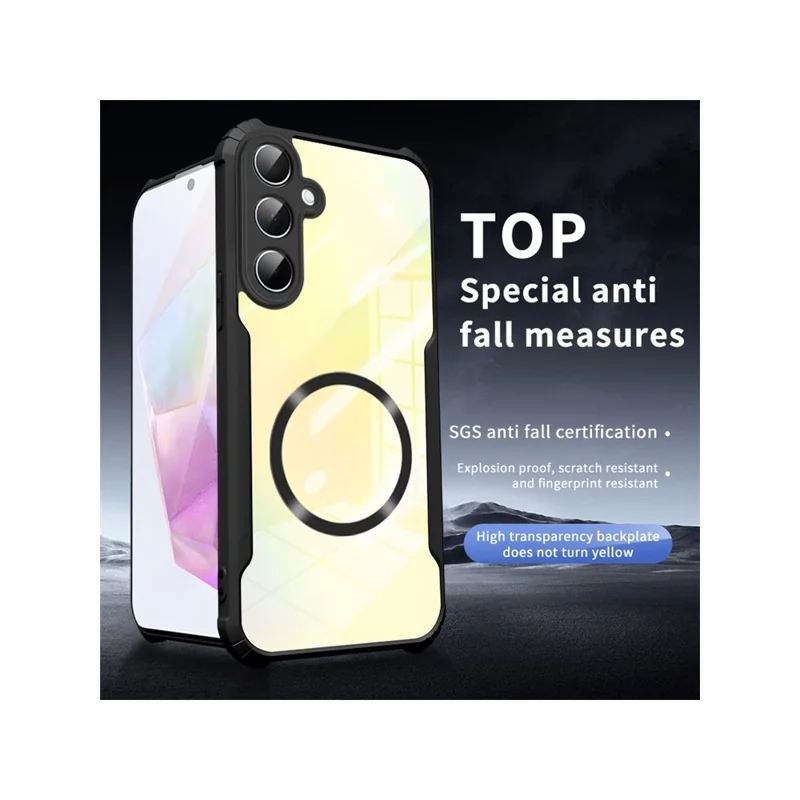 Magnetic Case For Samsung Galaxy A17 4G  /  A17 5G Reinforced Corners TPU + Acrylic Phone Cover - Black