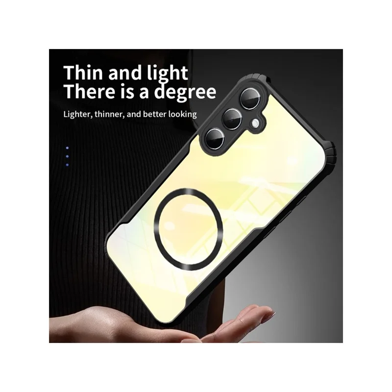 Magnetic Case For Samsung Galaxy A17 4G  /  A17 5G Reinforced Corners TPU + Acrylic Phone Cover - Black