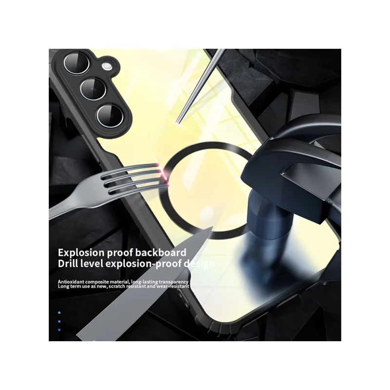 Magnetic Case For Samsung Galaxy A17 4G  /  A17 5G Reinforced Corners TPU + Acrylic Phone Cover - Black