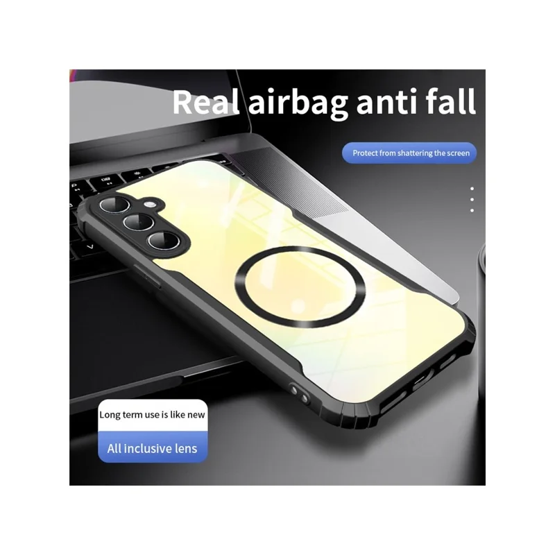 For Samsung Galaxy S26 Magnetic Case Reinforced Corners TPU + Acrylic Phone Cover - Black