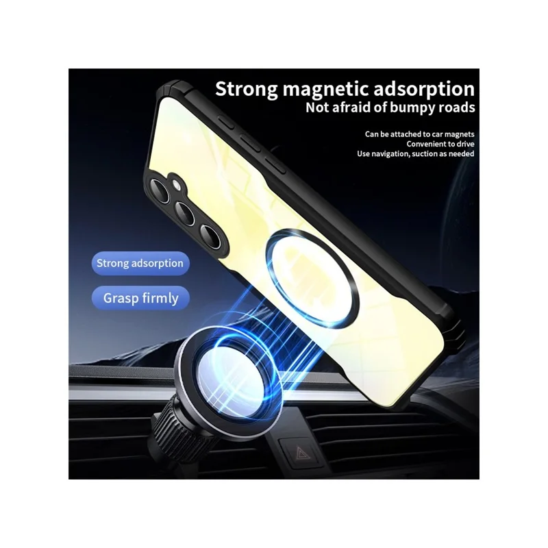 For Samsung Galaxy S26 Magnetic Case Reinforced Corners TPU + Acrylic Phone Cover - Black