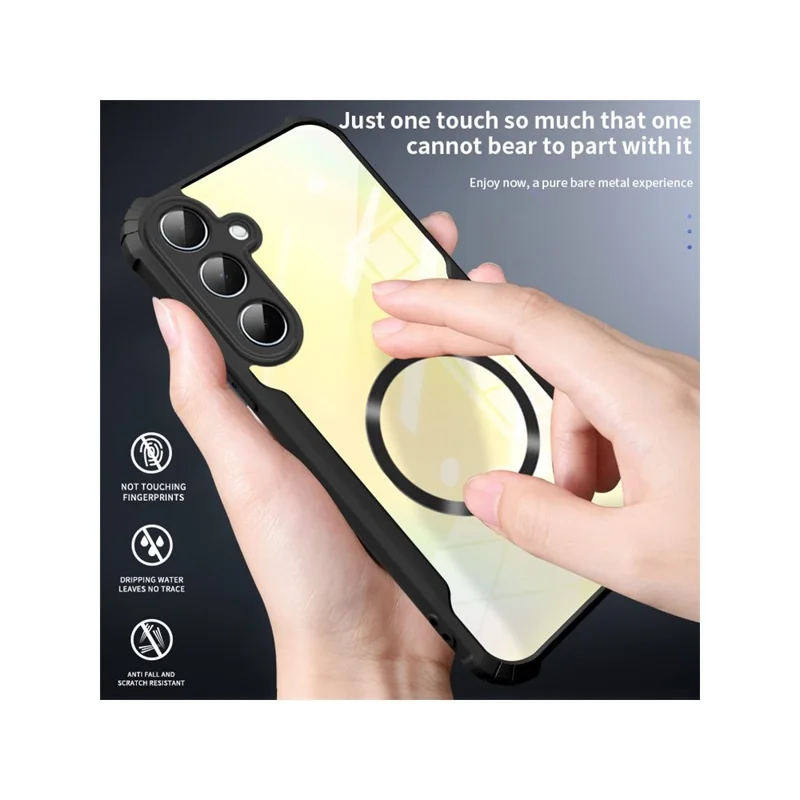 For Samsung Galaxy S26 Magnetic Case Reinforced Corners TPU + Acrylic Phone Cover - Black