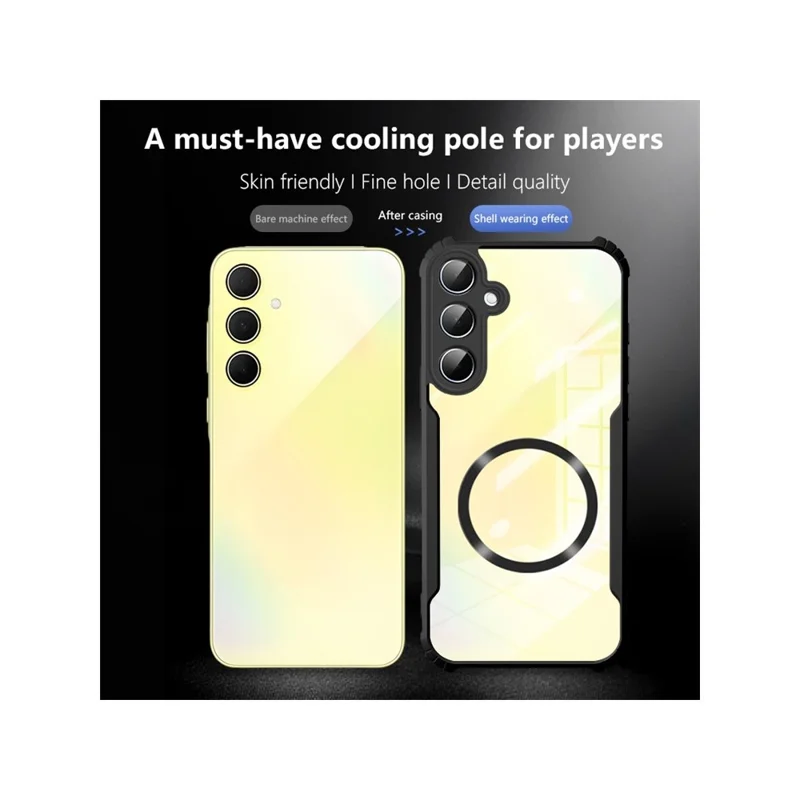 For Samsung Galaxy S26 Magnetic Case Reinforced Corners TPU + Acrylic Phone Cover - Black