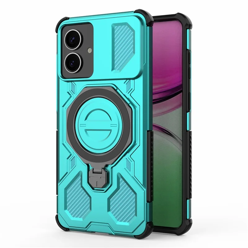 Bulk Purchasing For Samsung Galaxy S26 Edge Magnetic Case Rotating Metal Kickstand PC + TPU Phone Back Cover - Baby Blue