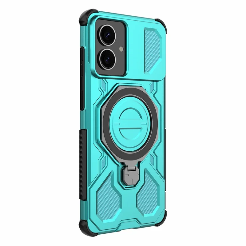 Bulk Purchasing For Samsung Galaxy S26 Edge Magnetic Case Rotating Metal Kickstand PC + TPU Phone Back Cover - Baby Blue