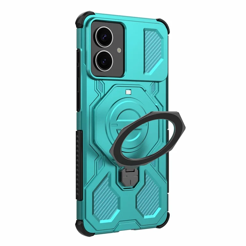 Bulk Purchasing For Samsung Galaxy S26 Edge Magnetic Case Rotating Metal Kickstand PC + TPU Phone Back Cover - Baby Blue