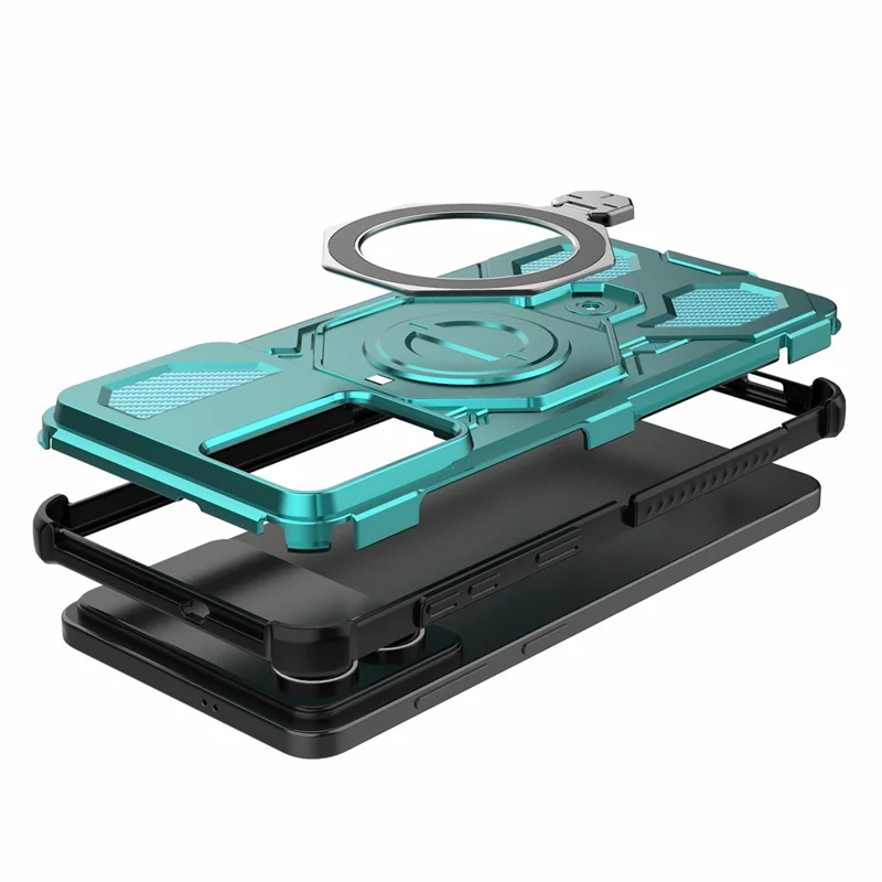 Bulk Purchasing For Samsung Galaxy S26 Edge Magnetic Case Rotating Metal Kickstand PC + TPU Phone Back Cover - Baby Blue