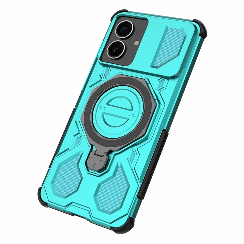 Bulk Purchasing For Samsung Galaxy S26 Edge Magnetic Case Rotating Metal Kickstand PC + TPU Phone Back Cover - Baby Blue