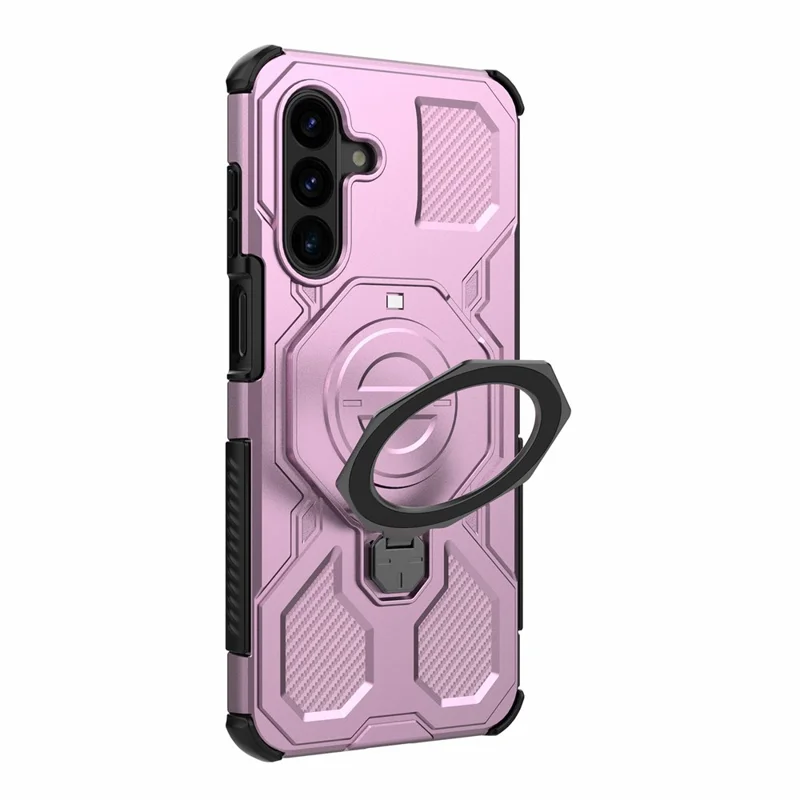 Bulk Purchasing For Samsung Galaxy A17 4G  /  A17 5G Magnetic Case Rotating Metal Kickstand PC + TPU Phone Back Cover - Pink