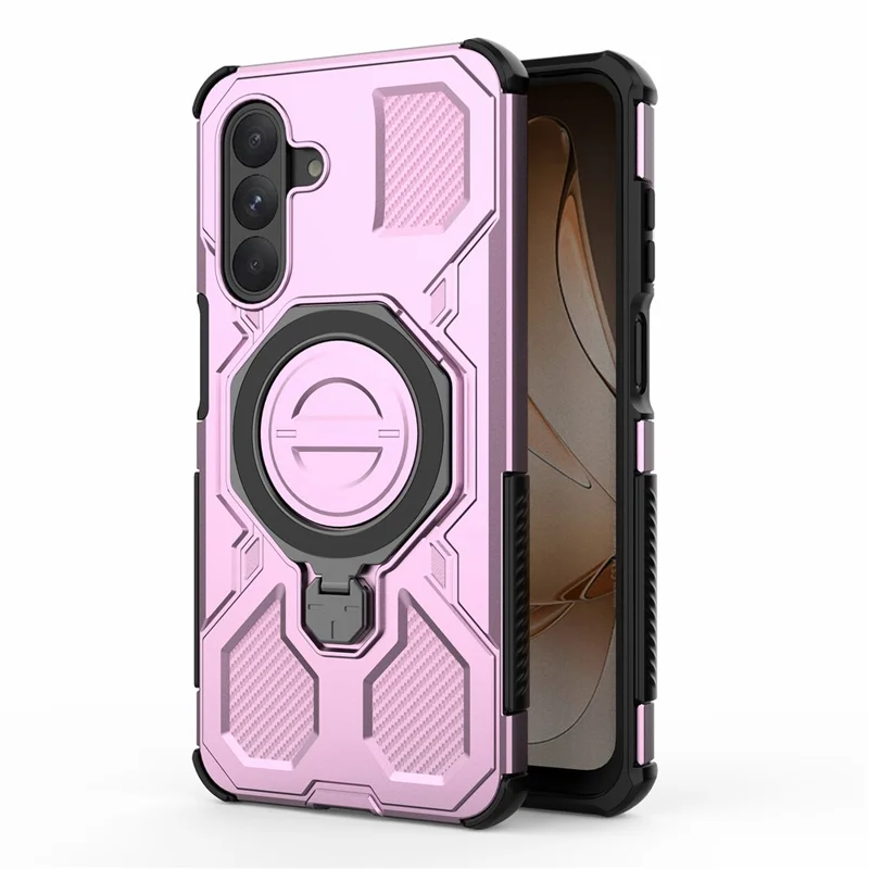 Bulk Purchasing For Samsung Galaxy A26 5G Magnetic Case Rotating Metal Kickstand PC + TPU Phone Back Cover - Pink