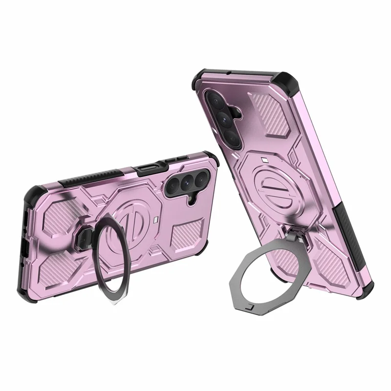 Bulk Purchasing For Samsung Galaxy A26 5G Magnetic Case Rotating Metal Kickstand PC + TPU Phone Back Cover - Pink