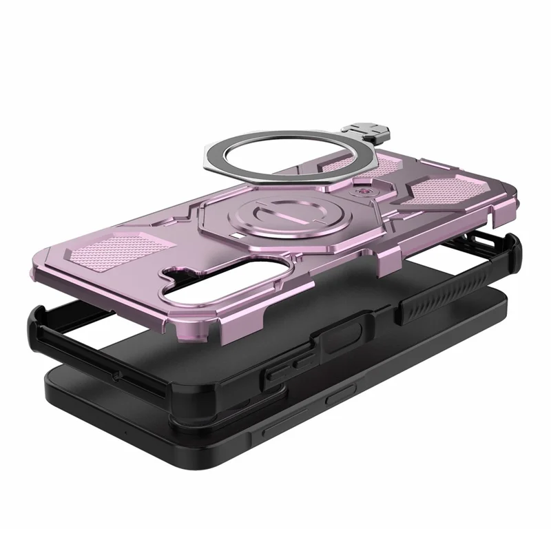 Bulk Purchasing For Samsung Galaxy A26 5G Magnetic Case Rotating Metal Kickstand PC + TPU Phone Back Cover - Pink