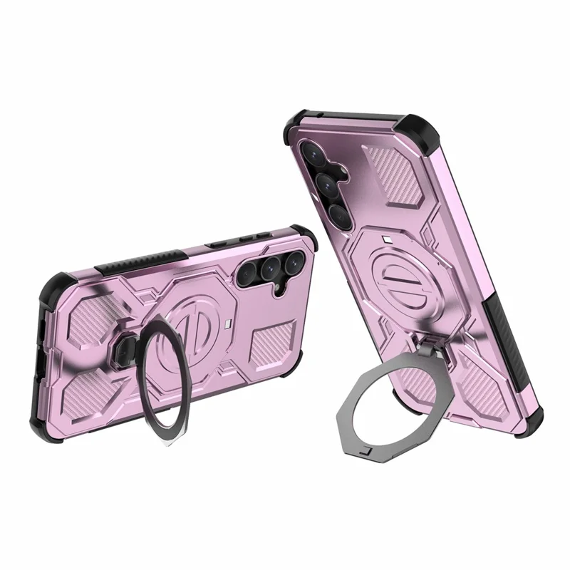 Bulk Purchasing For Samsung Galaxy A55 5G Magnetic Case Rotating Metal Kickstand PC + TPU Phone Back Cover - Pink