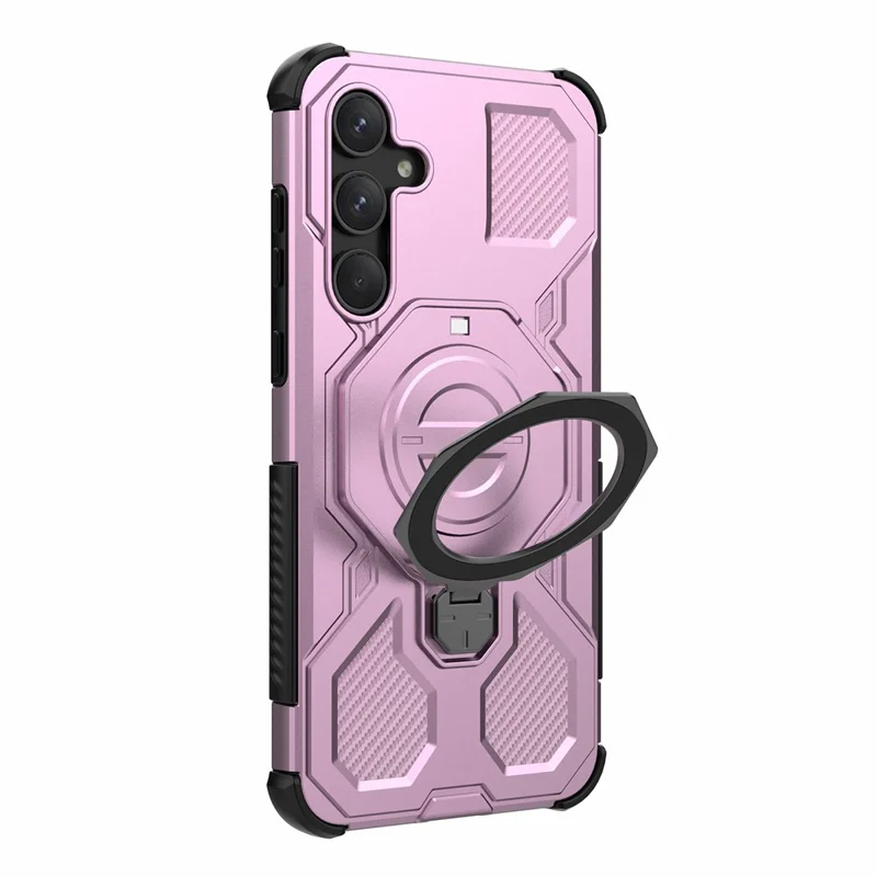 Bulk Purchasing For Samsung Galaxy A55 5G Magnetic Case Rotating Metal Kickstand PC + TPU Phone Back Cover - Pink