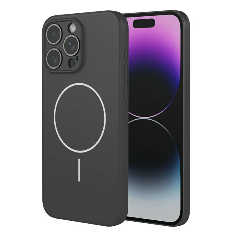 For iPhone 15 Pro Magnetic Case Anti Drop Soft TPU Phone Back Cover Compatible with MagSafe - Black