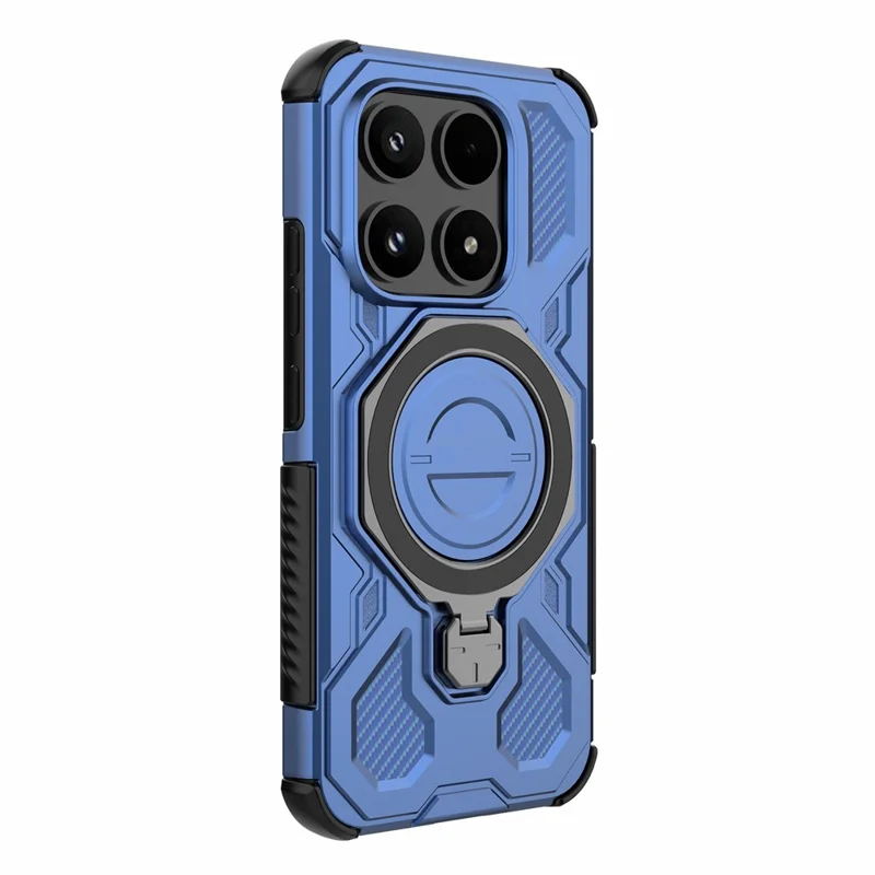 For Xiaomi 17 Magnetic Case Rotating Metal Kickstand Shockproof PC + TPU Phone Back Cover - Dark Blue