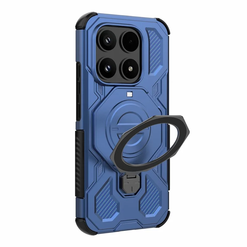 For Xiaomi 17 Magnetic Case Rotating Metal Kickstand Shockproof PC + TPU Phone Back Cover - Dark Blue