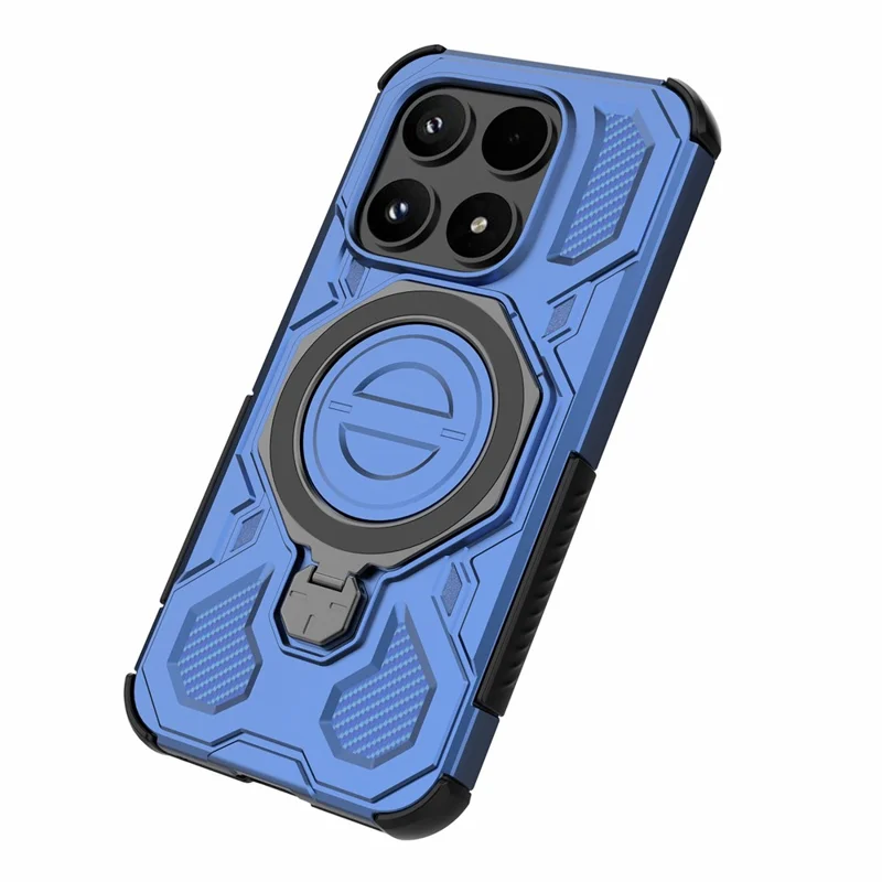 For Xiaomi 17 Magnetic Case Rotating Metal Kickstand Shockproof PC + TPU Phone Back Cover - Dark Blue