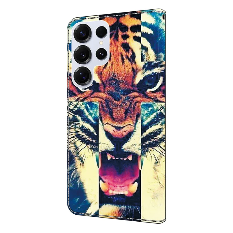 For Samsung Galaxy S26 Ultra Leather Case Pattern Printing Wallet Stand Anti Drop Phone Cover - Tiger