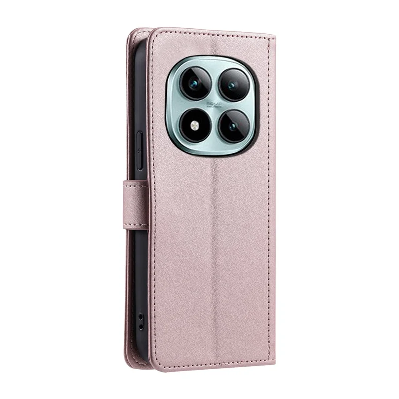 For Xiaomi Redmi Note 15 Pro 4G (Global) Case Wallet Rhombus Grid PU Leather Phone Cover with Shoulder Strap  /  Wrist Strap - Rose Gold