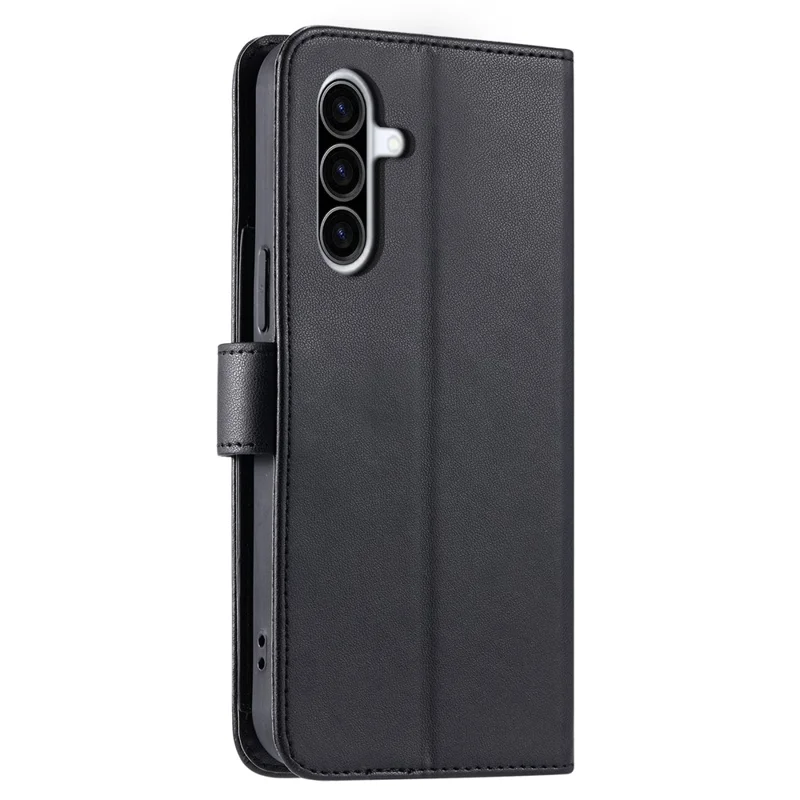 For Samsung Galaxy A37 5G Case Ring Buckle Wallet Stand Rhombus Crossbody Leather Mobile Cover - Black