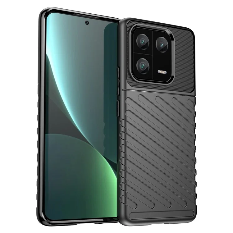 Pour Xiaomi 13 Pro 5G Thunder Series Épaissies de TPU TPU Case Textre Textre Textre Anti-slip Couverture - le Noir