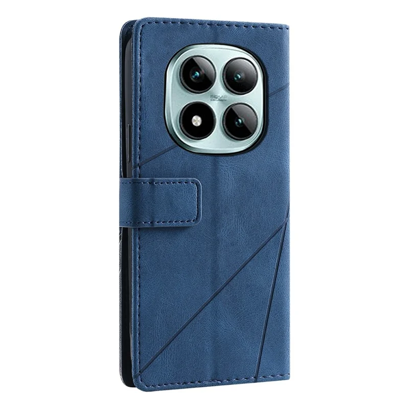 For Xiaomi Redmi Note 15 Pro 5G (Global) Case Imprinted Lines PU Leather Splicing Wallet Phone Cover - Blue
