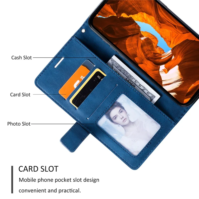 PU Leather Case for Xiaomi Xiaomi Redmi Note 15 5G (Global) / 15 4G (Global) / Poco M8 5G Imprinted Lines Splicing Wallet Phone Cover - Blue