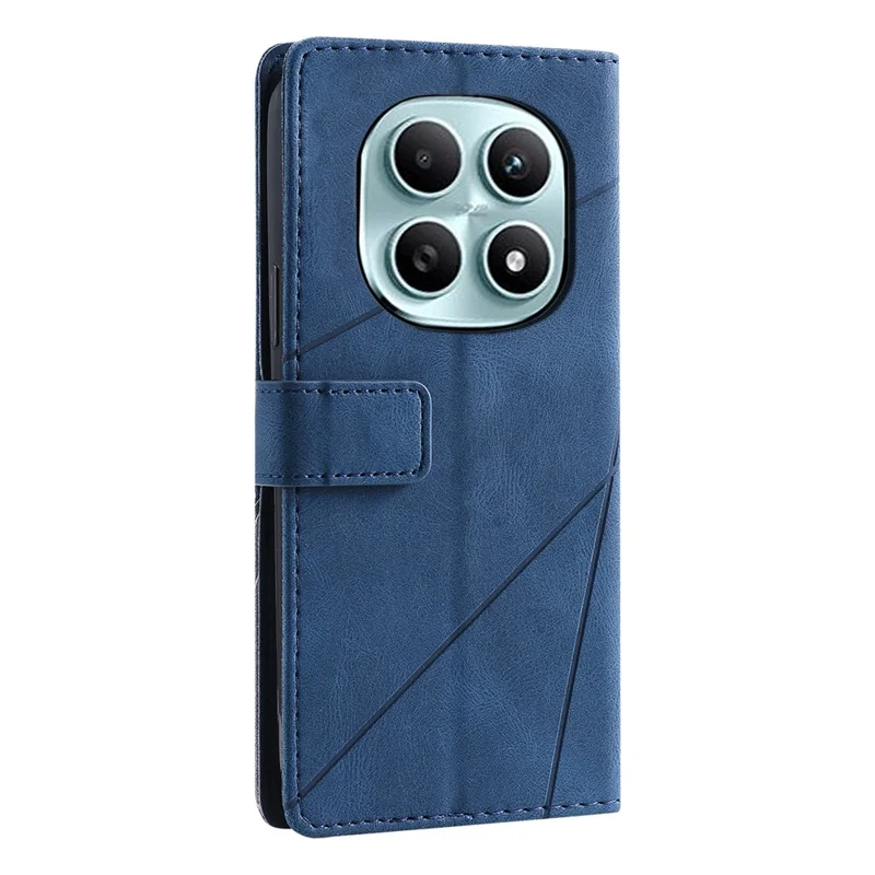 PU Leather Case for Xiaomi Xiaomi Redmi Note 15 5G (Global) / 15 4G (Global) / Poco M8 5G Imprinted Lines Splicing Wallet Phone Cover - Blue