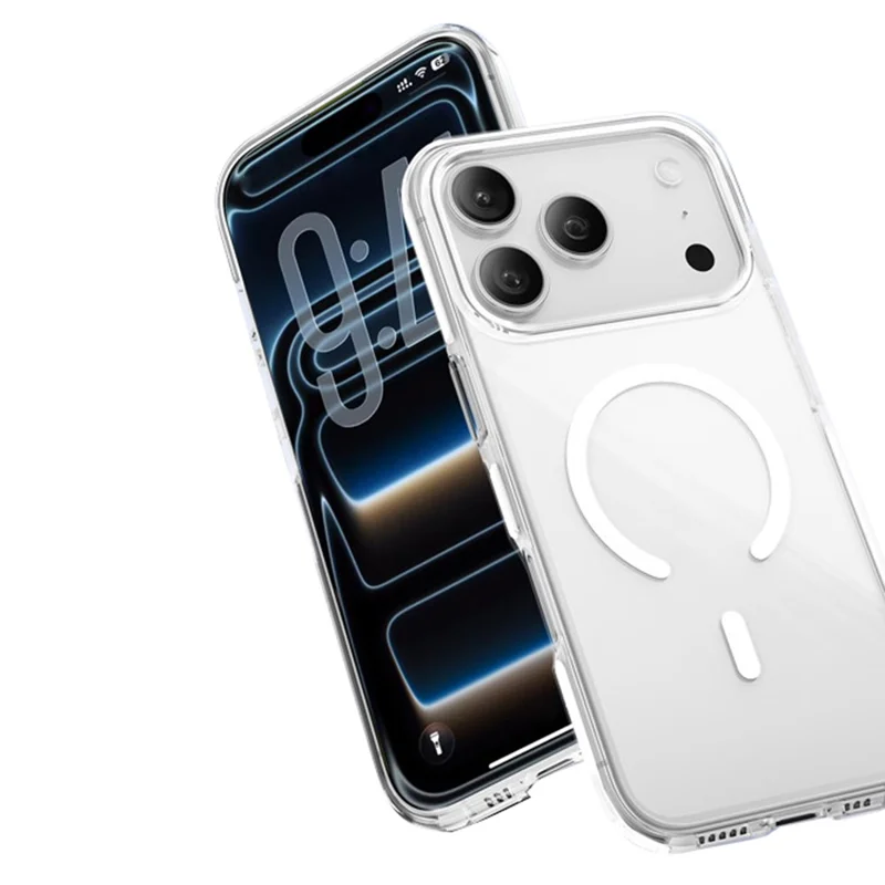 SMARTDEVIL For iPhone 17 Pro Magnetic Case Soft TPU + Hard PC Clear Phone Cover Compatible with MagSafe - White