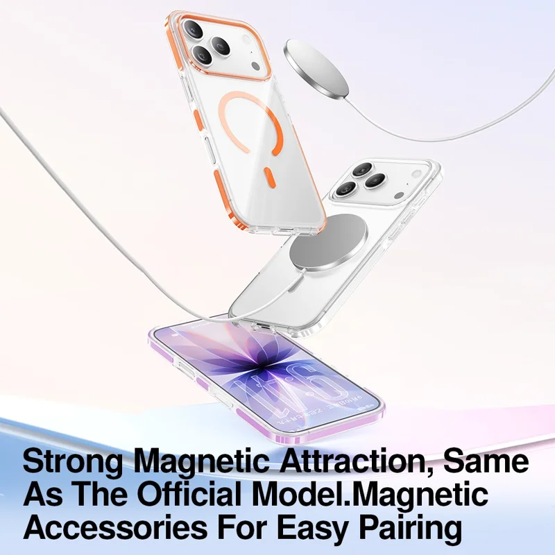 SMARTDEVIL For iPhone 17 Pro Magnetic Case Soft TPU + Hard PC Clear Phone Cover Compatible with MagSafe - White