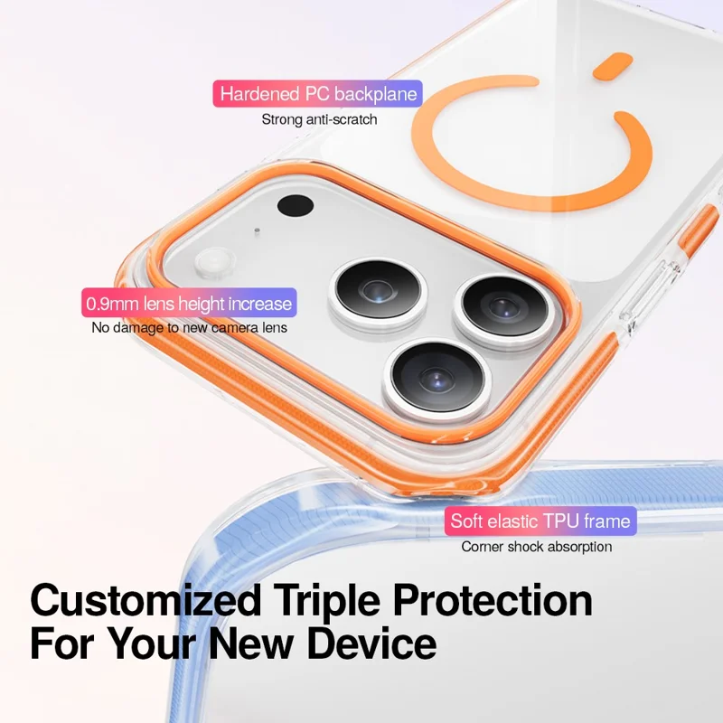 SMARTDEVIL For iPhone 17 Pro Magnetic Case Soft TPU + Hard PC Clear Phone Cover Compatible with MagSafe - White