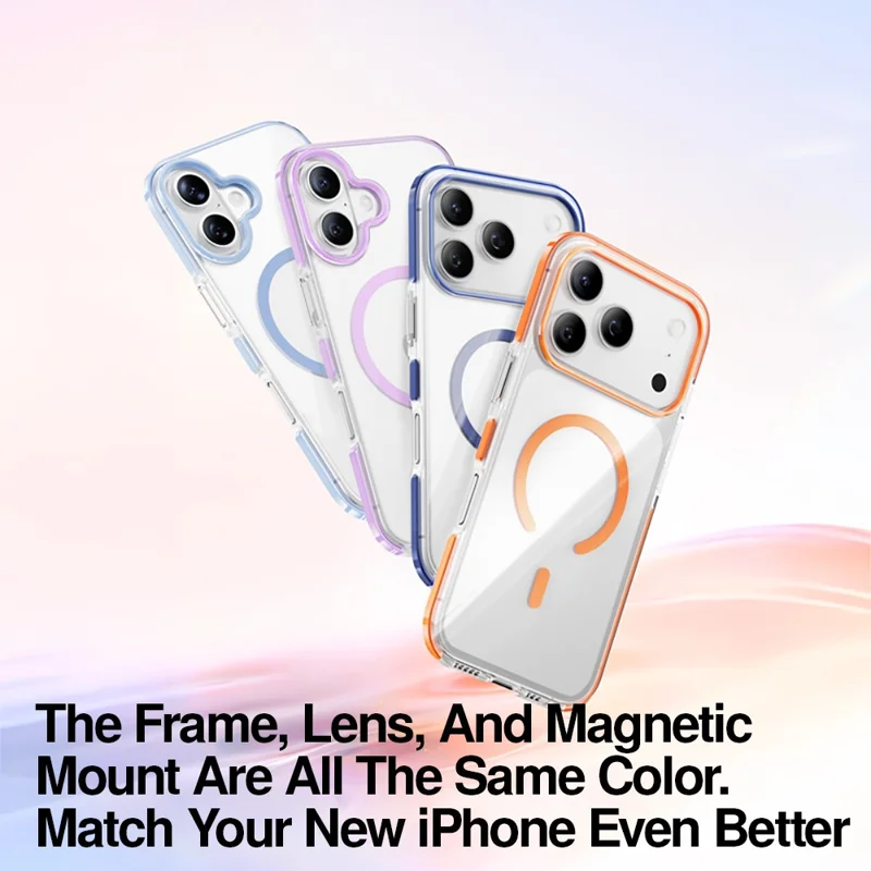 SMARTDEVIL For iPhone 17 Pro Max Magnetic Case Soft TPU + Hard PC Clear Phone Cover Compatible with MagSafe - Orange