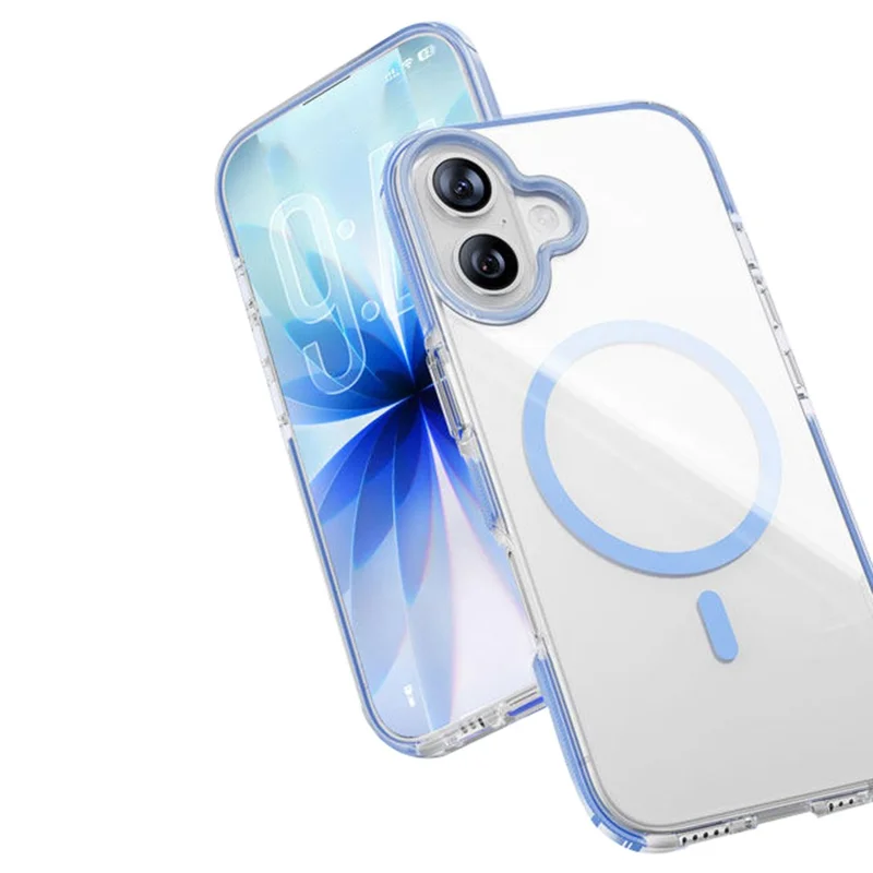SMARTDEVIL For iPhone 17 Magnetic Case Soft TPU + Hard PC Clear Phone Cover Compatible with MagSafe - Blue