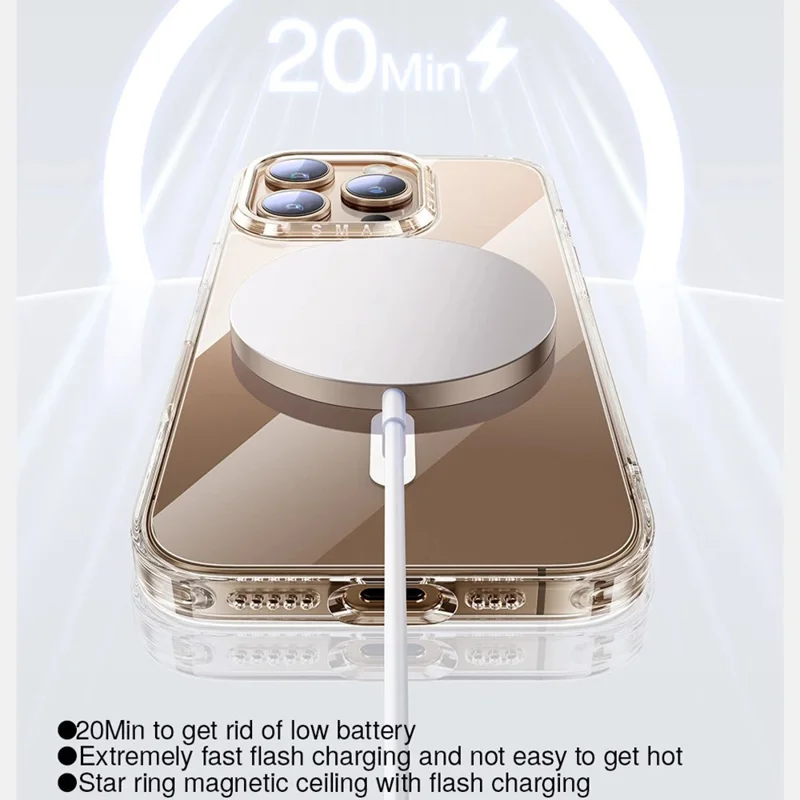 SMARTDEVIL For iPhone 16 Pro Clear Case Hard PC Anti-drop Magnetic Phone Back Cover Compatible with MagSafe - Transparent