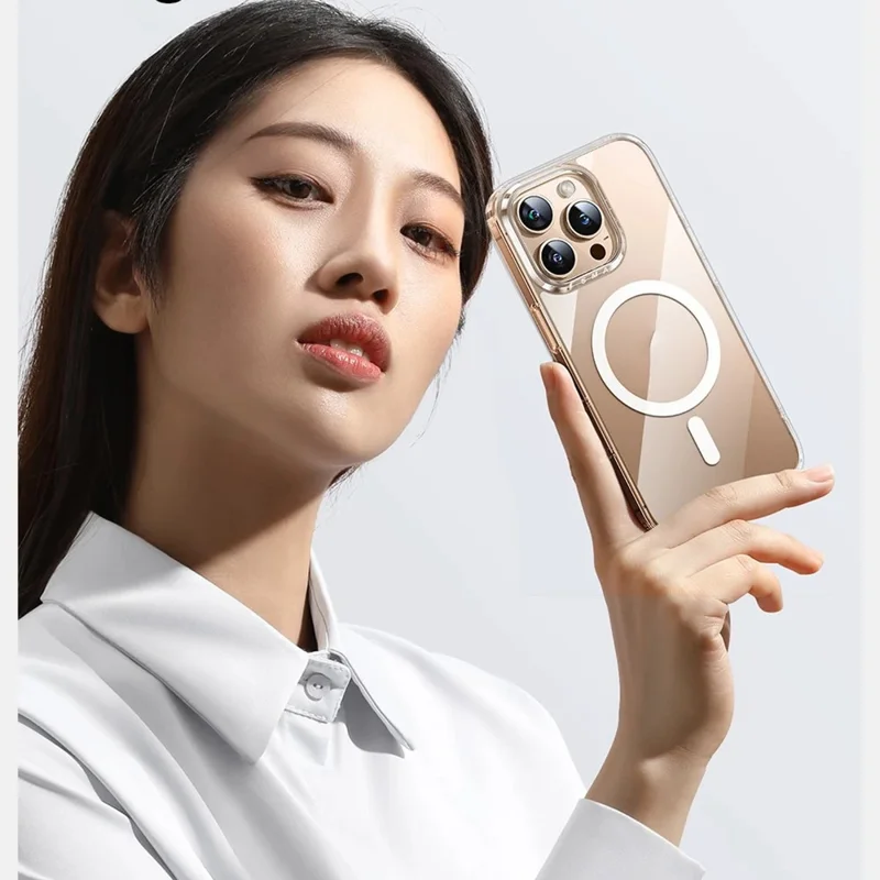 SMARTDEVIL For iPhone 16 Pro Clear Case Hard PC Anti-drop Magnetic Phone Back Cover Compatible with MagSafe - Transparent