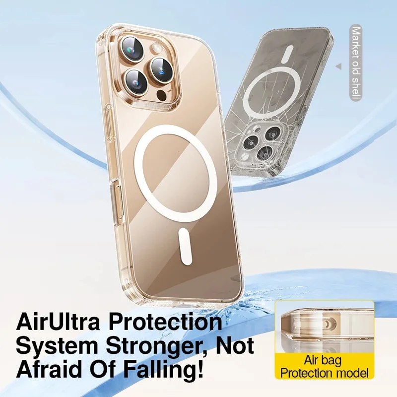 SMARTDEVIL For iPhone 16 Pro Clear Case Hard PC Anti-drop Magnetic Phone Back Cover Compatible with MagSafe - Transparent