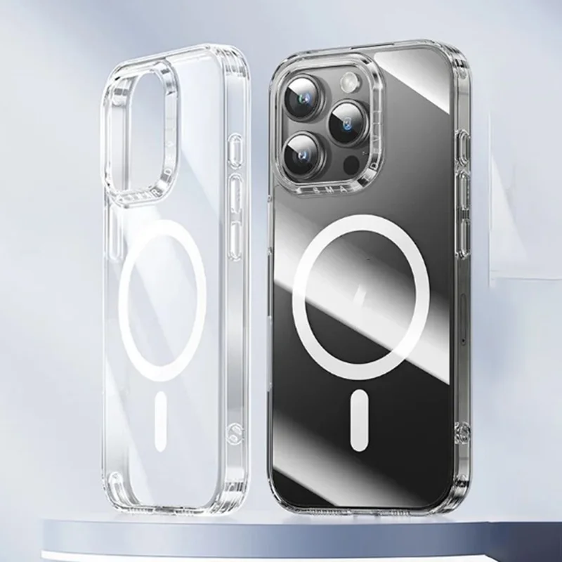 SMARTDEVIL For iPhone 16 Pro Max Clear Case Hard PC Anti-drop Magnetic Phone Back Cover Compatible with MagSafe - Transparent