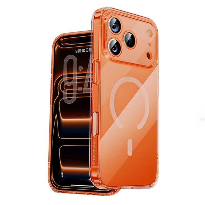 SMARTDEVIL For iPhone 17 Pro Magnetic Case PC Clear Phone Back Cover Compatible with MagSafe - Transparent
