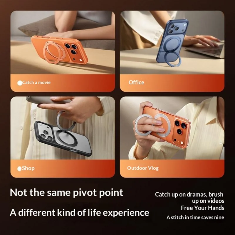 SMARTDEVIL For iPhone 17 Pro Max Magnetic Case Rotating Kickstand Soft TPU + Hard PC Phone Cover Compatible with MagSafe - Transparent