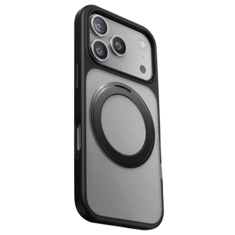 SMARTDEVIL For iPhone 17 Pro Max Magnetic Case Rotating Kickstand Soft TPU + Hard PC Phone Cover Compatible with MagSafe - Black