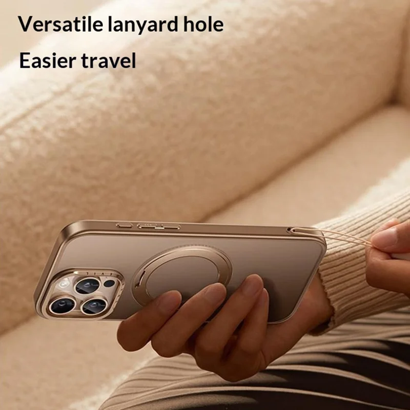 SMARTDEVIL For iPhone 16 Pro Magnetic Case Rotating Kickstand Soft TPU + Hard PC Phone Cover Compatible with MagSafe - Black