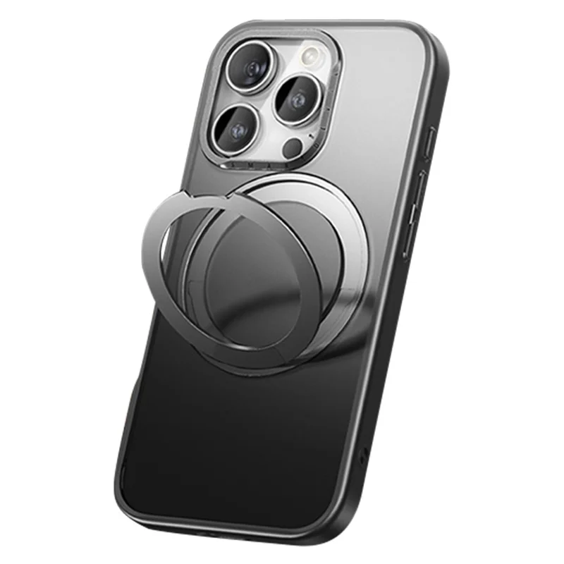 SMARTDEVIL For iPhone 16 Pro Max Magnetic Case Rotating Kickstand Soft TPU + Hard PC Phone Cover Compatible with MagSafe - Black