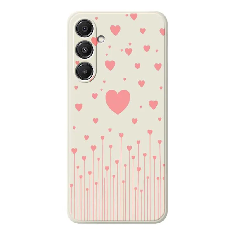 For Samsung Galaxy A37 5G Case Pink Love Pattern Printing Straight Edge TPU Phone Back Cover - Beige