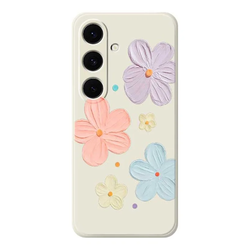For Samsung Galaxy A57 5G Case Four Color Flowers Pattern Printing Straight Edge TPU Phone Back Cover - Beige