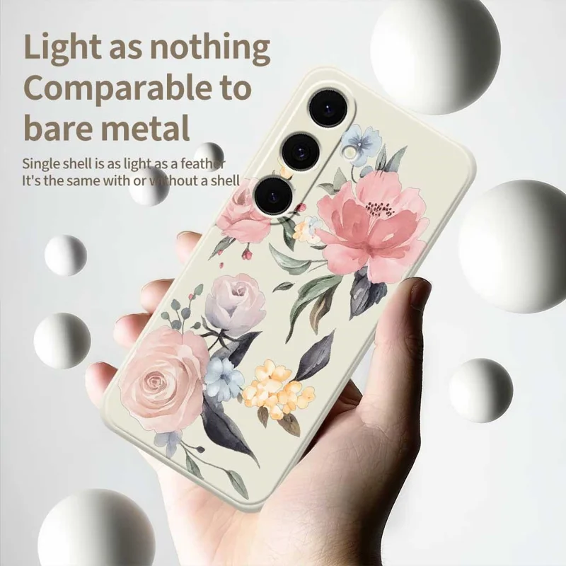 For Samsung Galaxy A37 5G Case Big Flowers Pattern Printing Straight Edge TPU Phone Back Cover - Beige