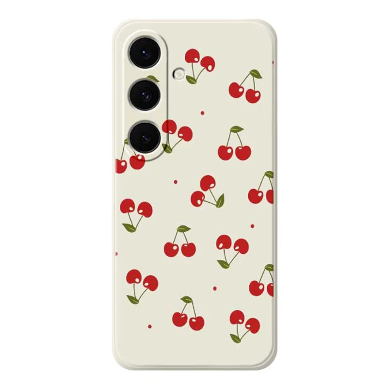 For Samsung Galaxy A57 5G Case Cherry Pattern Printing Straight Edge TPU Phone Back Cover - Beige