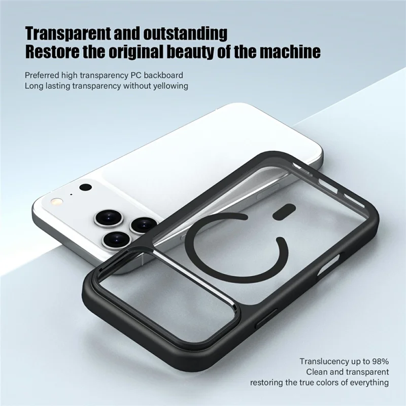 For iPhone 17 Pro Max Magnetic Case Hard PC + Soft TPU Shockproof Phone Cover Compatible with MagSafe - Grey